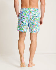 Big &amp; Tall Naples Poolside Palms Swim Trunks - White