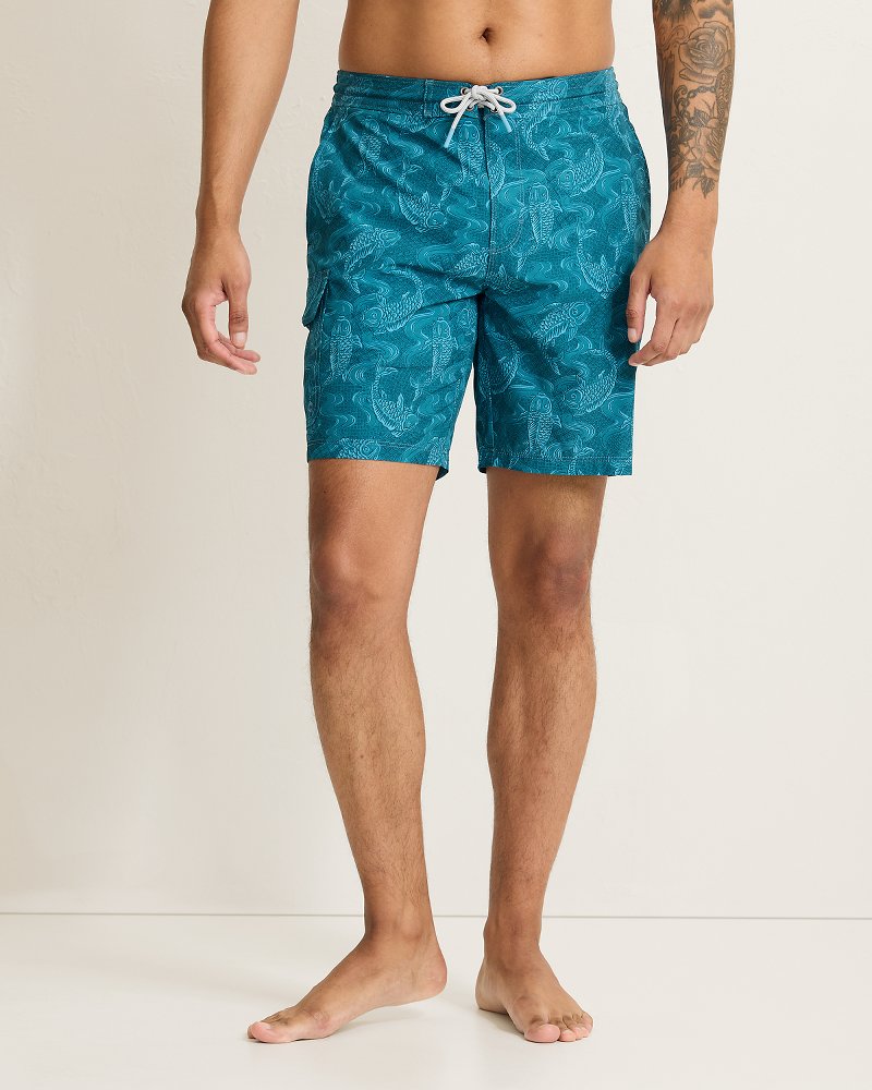 Big &amp; Tall Baja Feeling Koi-Ful Boardshorts - Malachite