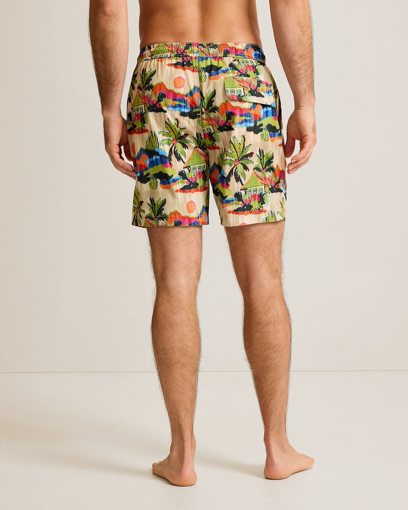 Big &amp; Tall Naples Cabana Skies Swim Trunks - Tanned