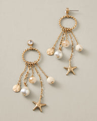 Sunset Tides Chain &amp; Charm Drop Earrings - Gold