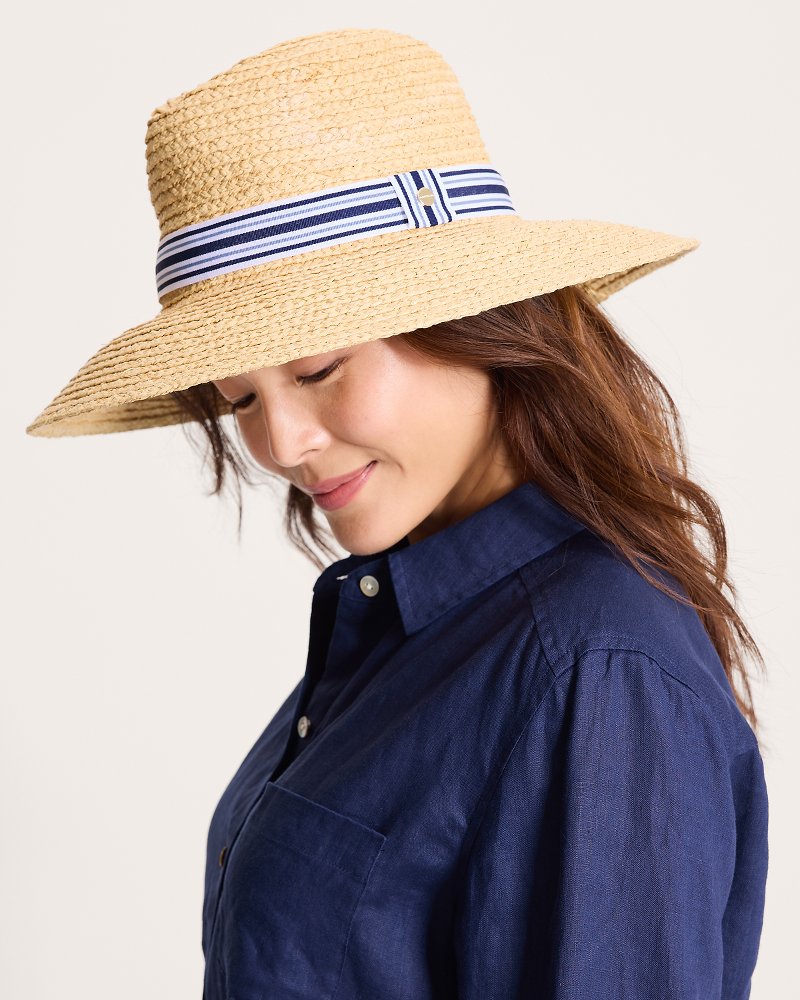 Small Wide-Brim Hampton Raffia Hat - Natural