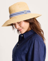 Small Wide-Brim Hampton Raffia Hat - Natural