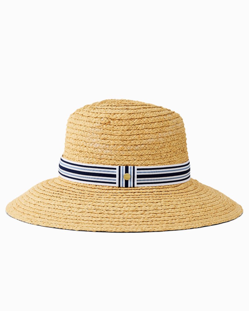 Small Wide-Brim Hampton Raffia Hat - Natural