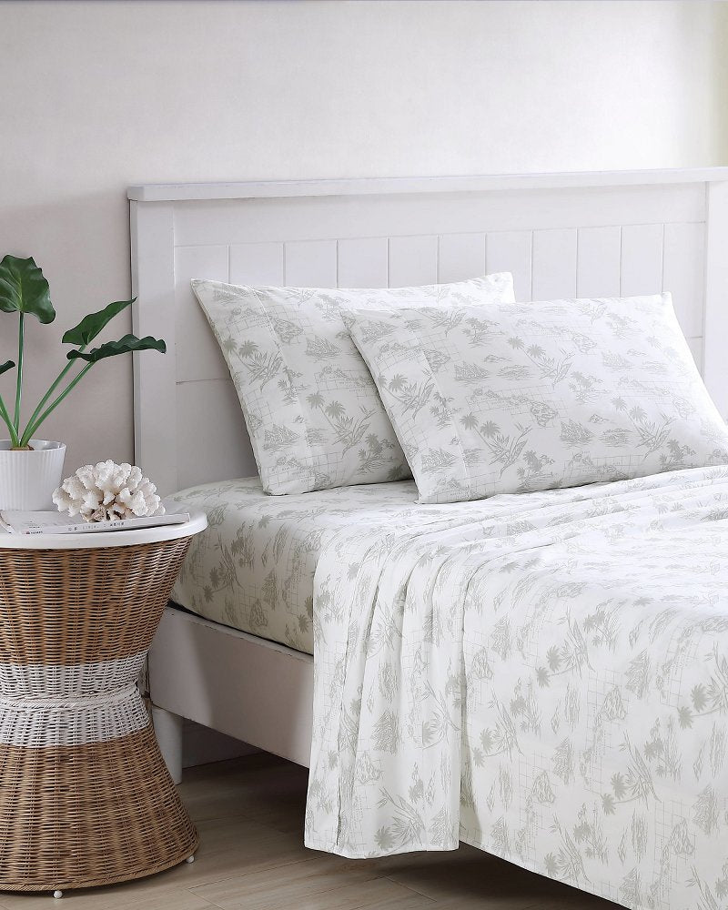 Vintage Map 4-Piece King Sheet Set - Grey