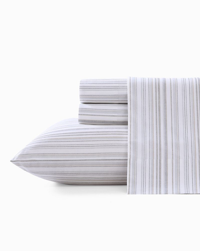 Kahanu Stripe 4-Piece King Sheet Set - Grey