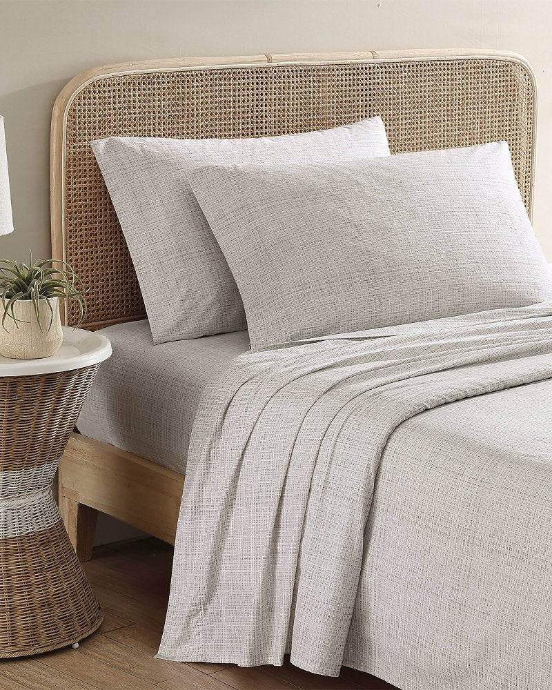 Raffia Linen 4-Piece Queen Sheet Set - Khaki