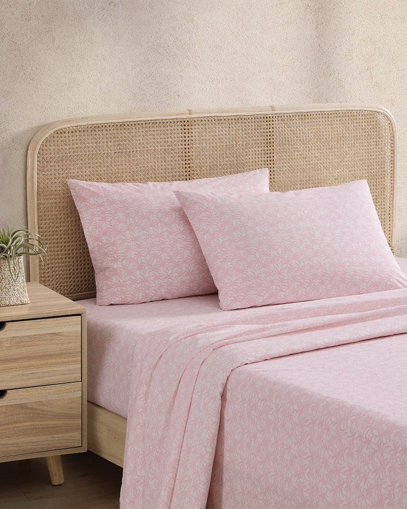 Lovely Palms 4-Piece King Sheet Set - Pink