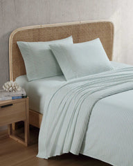 Cool Beach Stripe 4-Piece Queen Sheet Set - Stripe Blue