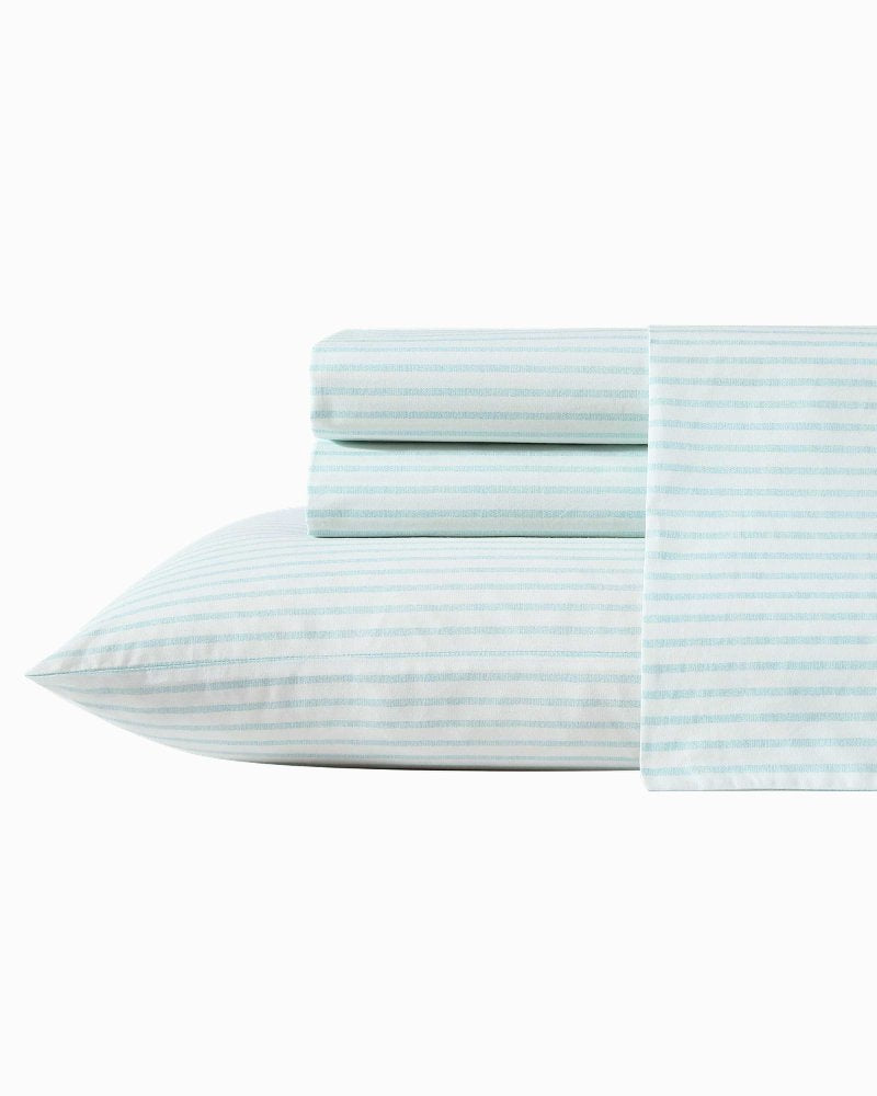 Cool Beach Stripe 4-Piece Queen Sheet Set - Stripe Blue
