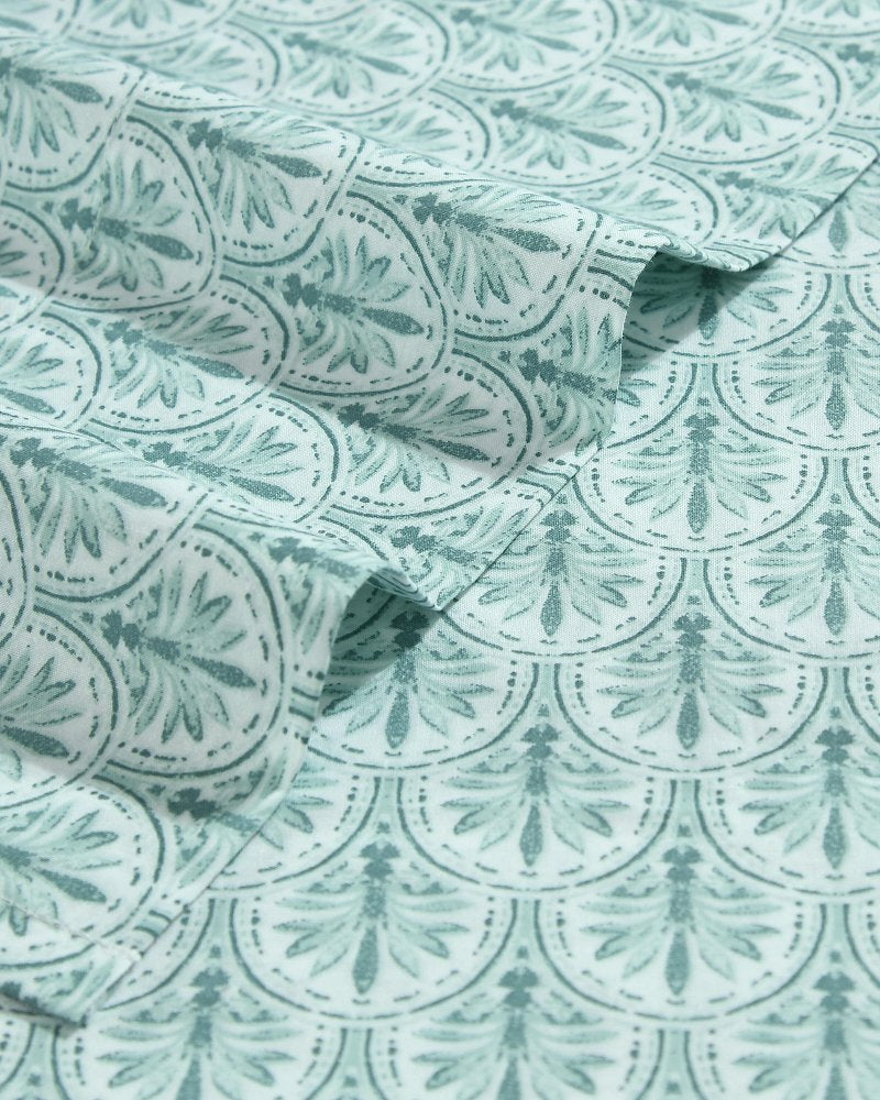 Coastal Batik Green 4-Piece Queen Sheet Set - Spring Green