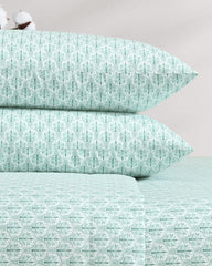 Coastal Batik Green 4-Piece Queen Sheet Set - Spring Green