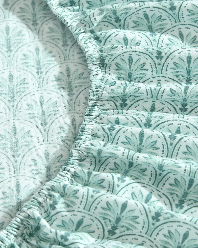 Coastal Batik Green 4-Piece King Sheet Set - Spring Green