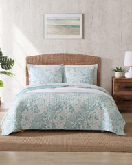 Laguna Beach Reversible 3-Piece Full/Queen Quilt Set - Blue