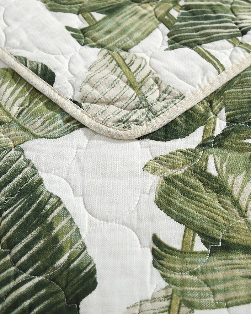 Fiesta Palms Reversible 3-Piece Full/Queen Quilt Set - Green