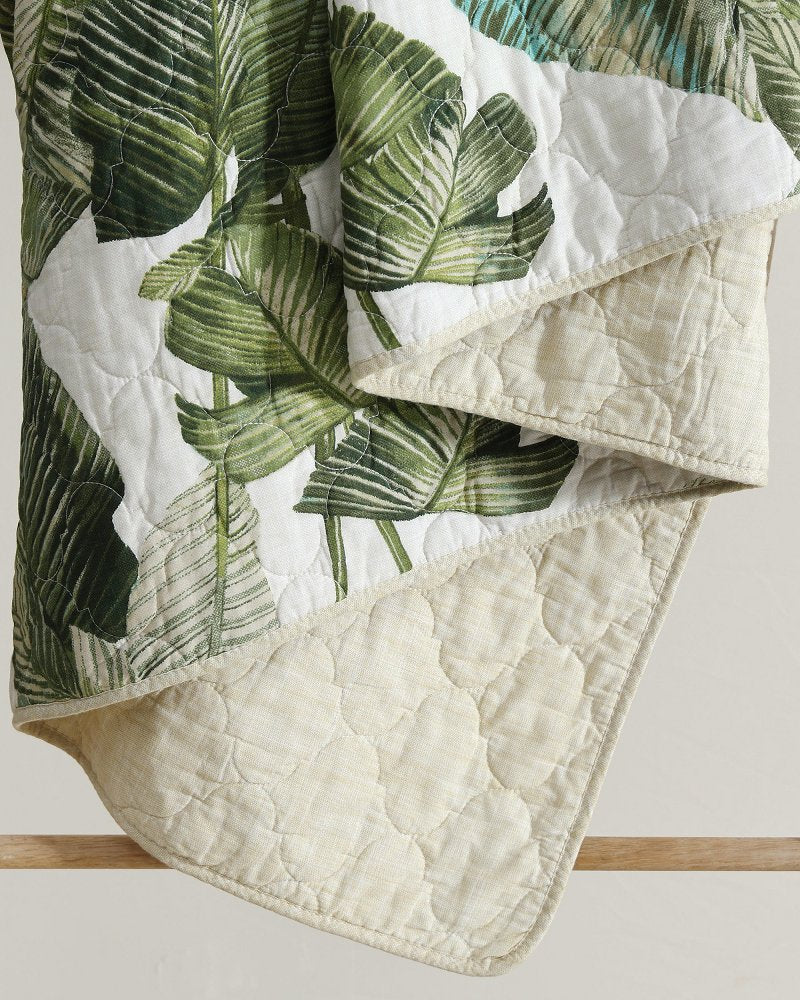 Fiesta Palms Reversible 3-Piece Full/Queen Quilt Set - Green