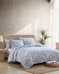 Palmday Reversible 2-Piece Twin Quilt Set - Blue Canal