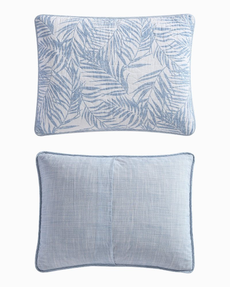 Palmday Reversible 3-Piece King Quilt Set - Blue Canal