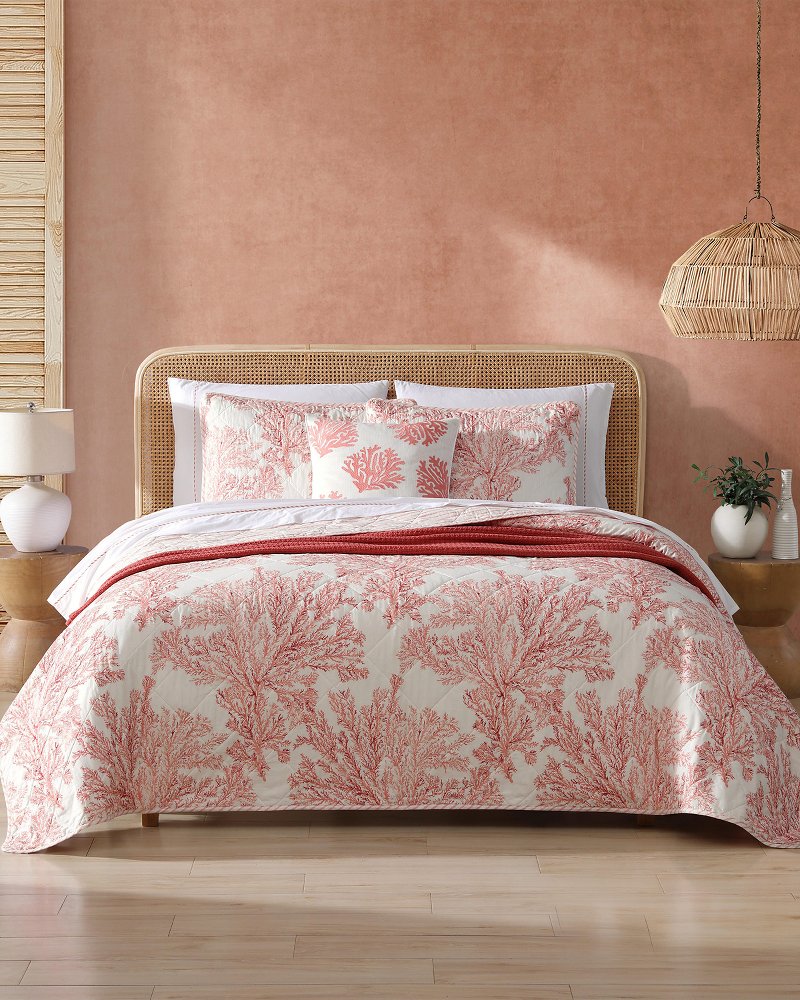 Coral Garden Reversible 2-Piece Twin Quilt Set - Orange
