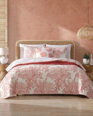 Coral Garden Reversible 2-Piece Twin Quilt Set - Orange