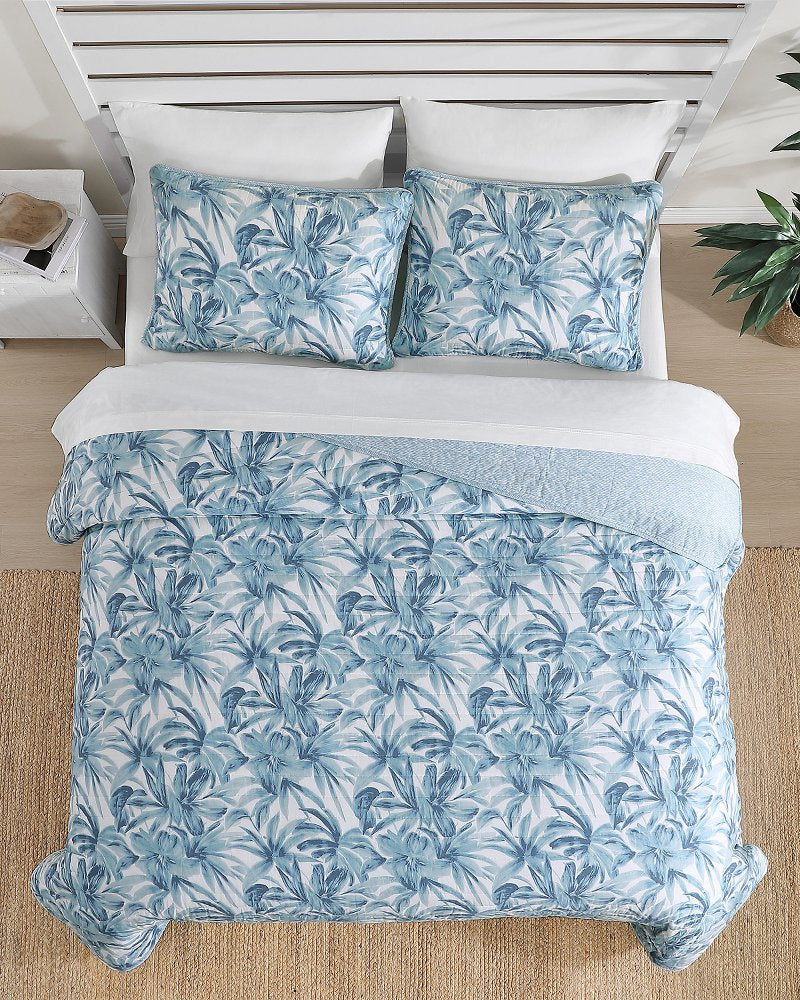 Aubrey Reversible 3-Piece Full/Queen Quilt Set - Blue