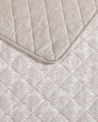 Bahama Fronds Reversible 3-Piece Full/Queen Quilt Set - Khaki