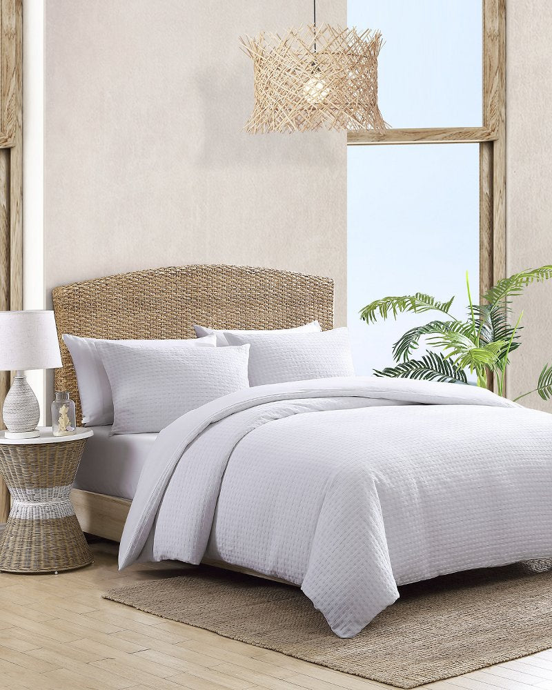 Basketweave 3-Piece Queen Duvet Cover Set - White
