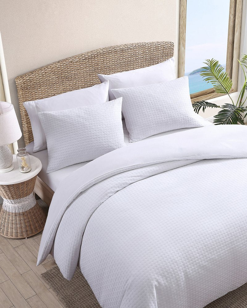Basketweave 3-Piece King Duvet Cover Set - White