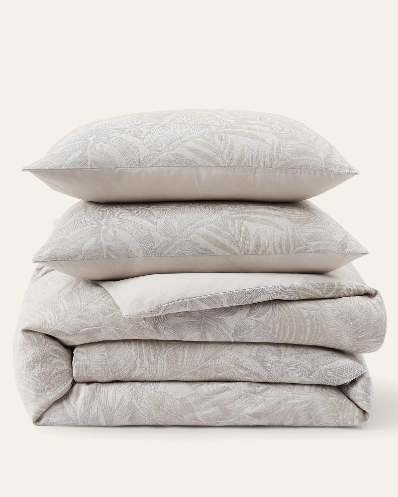 Island Estate Jungle Palms 3-Piece Full/Queen Duvet Cover Set - Beige