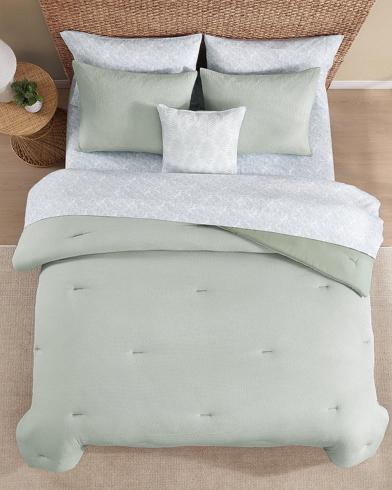 Seersucker Solid 8-Piece King Comforter Set - Spring Green