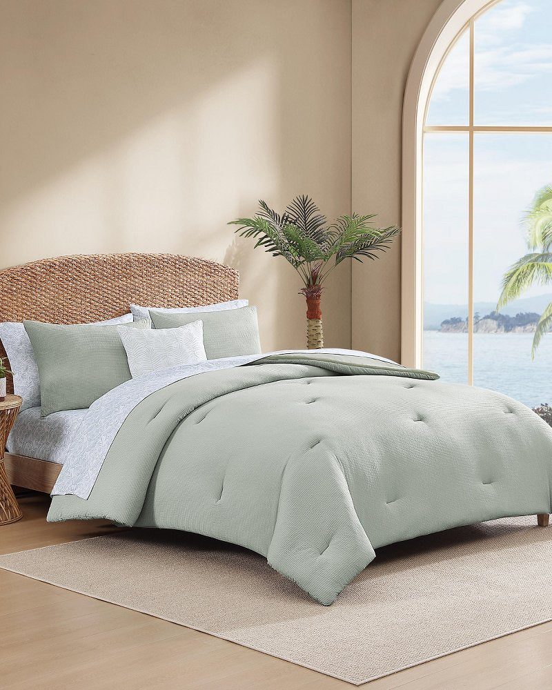 Seersucker Solid 8-Piece King Comforter Set - Spring Green