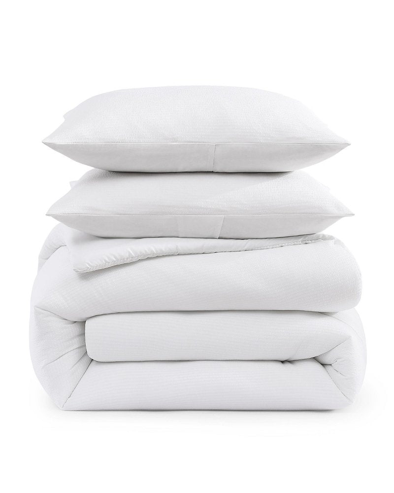 Seersucker Solid 8-Piece King Comforter Set - White