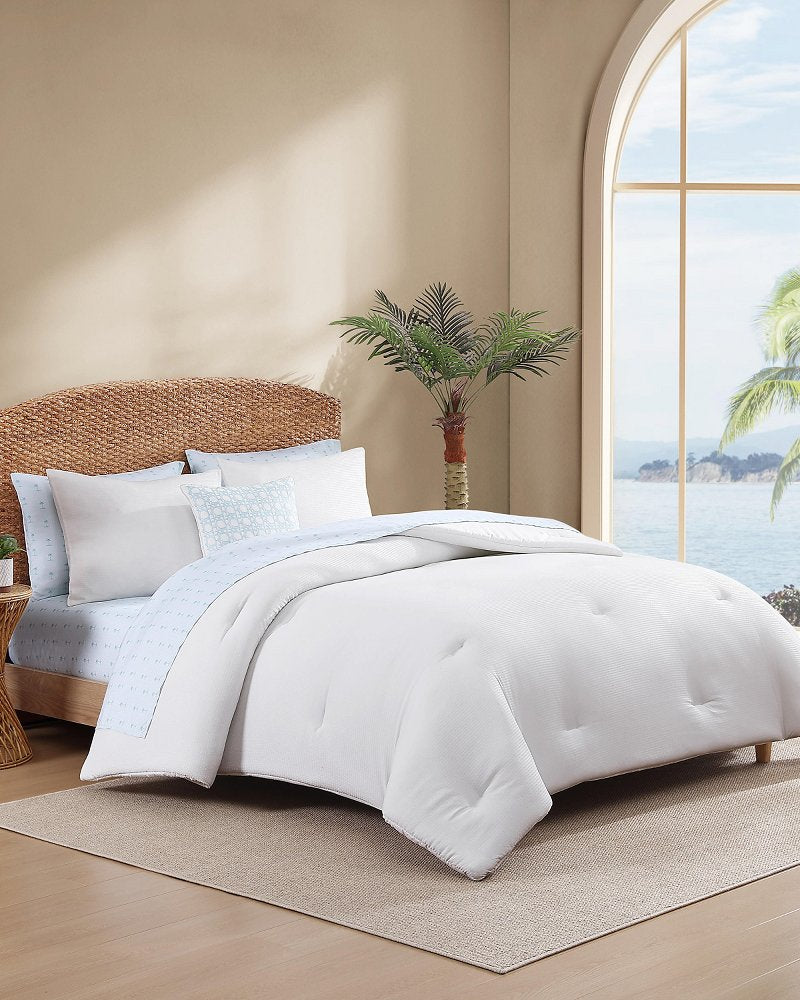 Seersucker Solid 8-Piece King Comforter Set - White