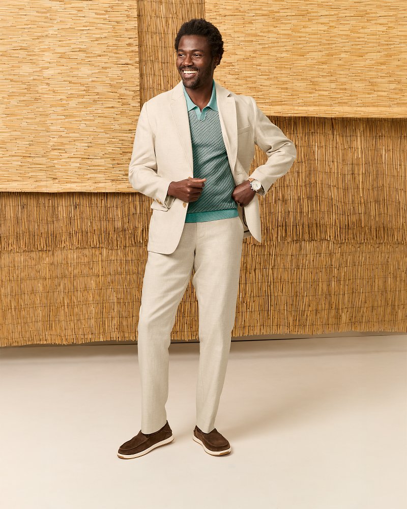 Latigo Beach Linen-Blend Flat-Front Pants - Stone Khaki
