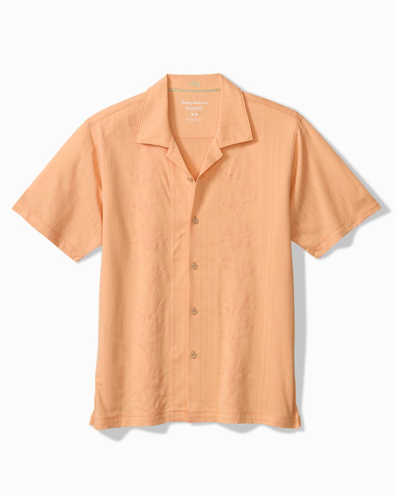 Palm Fresco Beach Border IslandZone® Camp Shirt - Peach Parrot