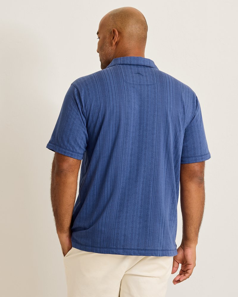Palm Fresco Beach Border IslandZone® Camp Shirt - Carbon Navy