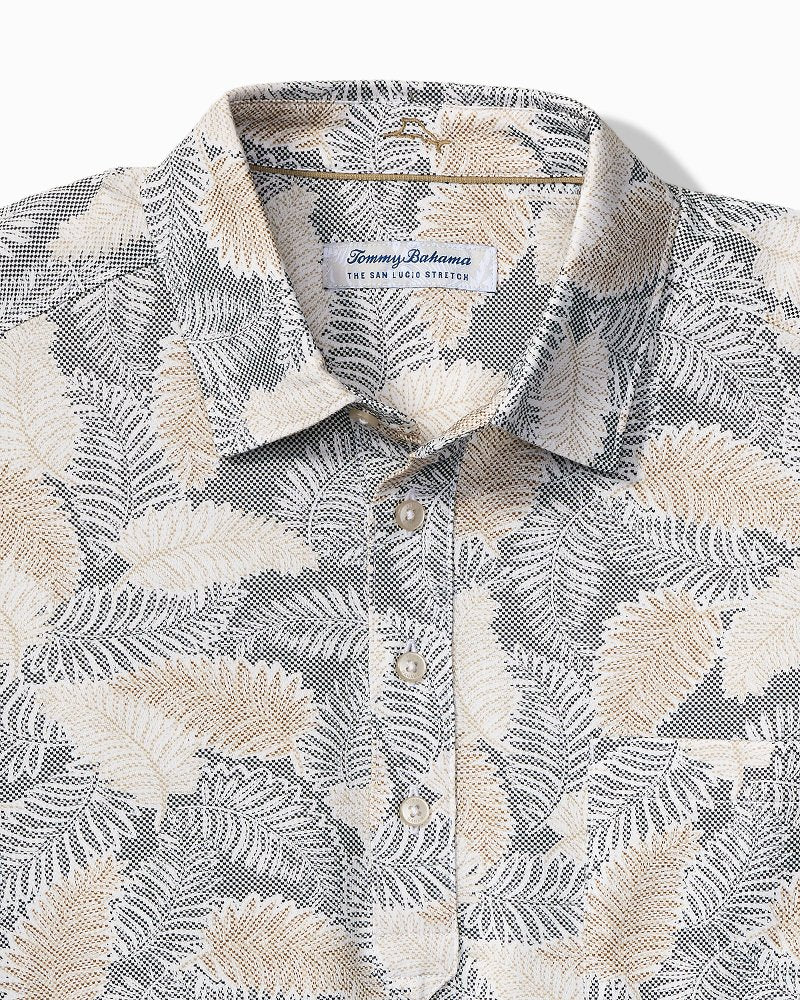 San Lucio Frond Fall Stretch-Knit Polo - Glass Bottle