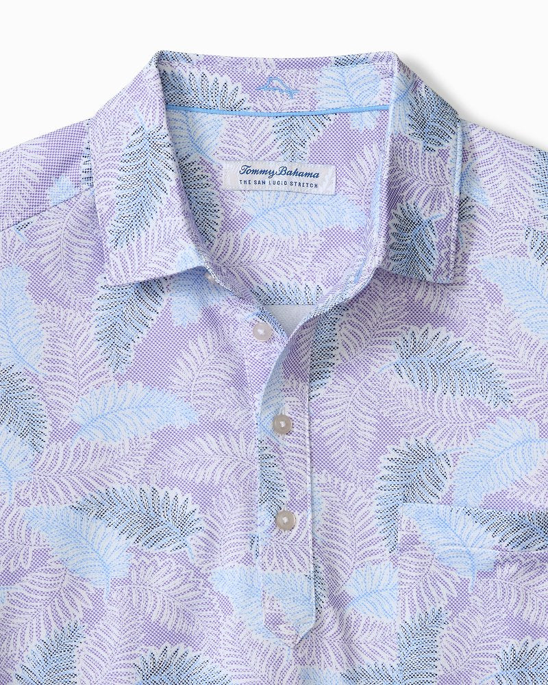 San Lucio Frond Fall Stretch-Knit Polo - Paisley Purple