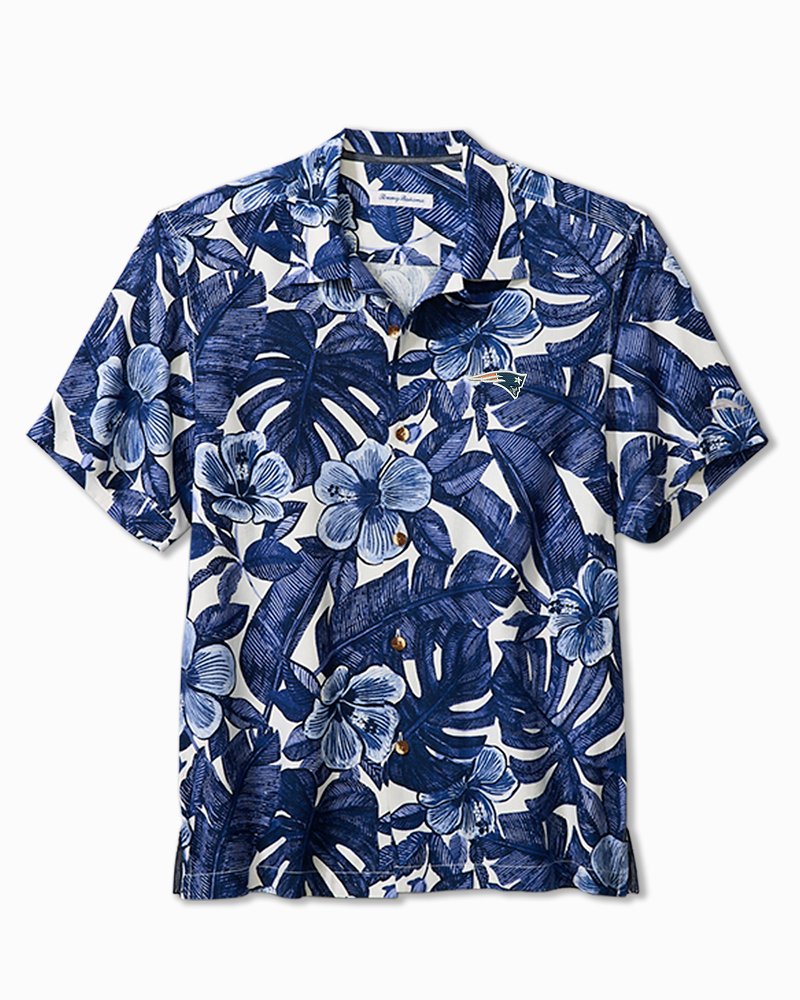 NFL Floral Lush Silk Camp Shirt - new_england_patriots