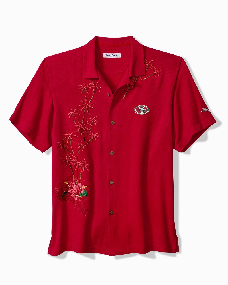 NFL Twist of Palms Silk Camp Shirt - san_francisco_49ers