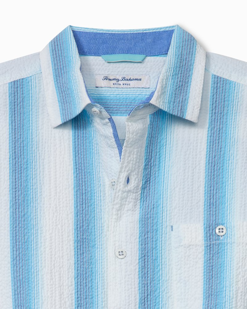 Nova Wave Marina Stripe Cotton-Blend Shirt - Kohala Teal
