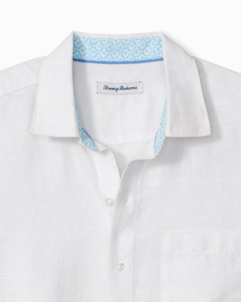 Paradisio Plaid Linen Long-Sleeve Shirt - White
