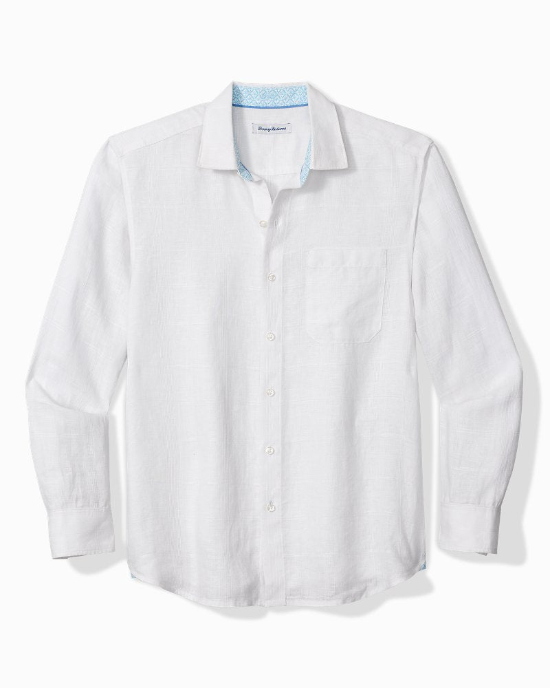 Paradisio Plaid Linen Long-Sleeve Shirt - White