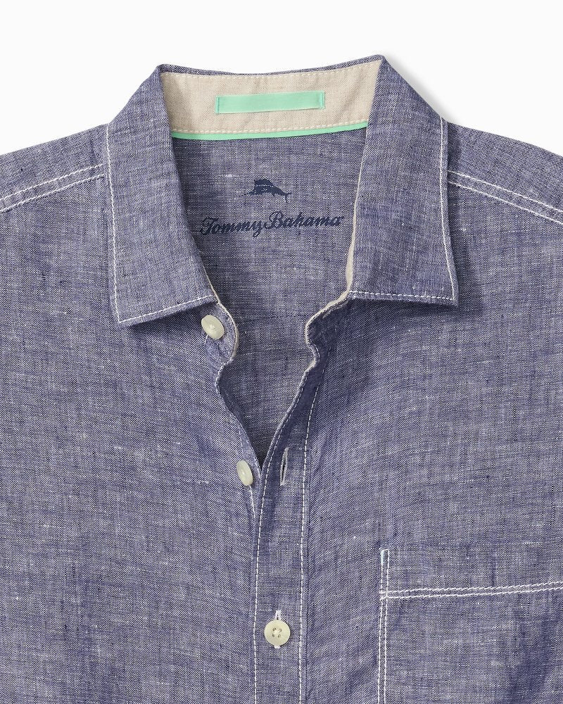 Paradise Breezer Linen Long-Sleeve Shirt - Island Navy