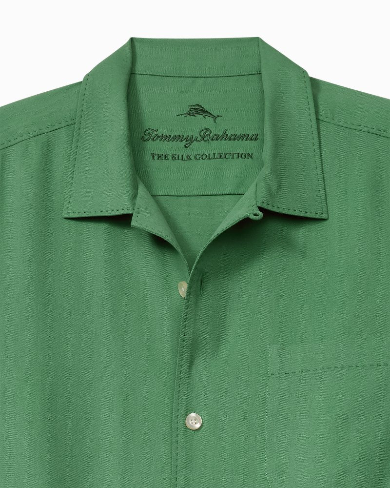 Harbor Luxe Silk Camp Shirt - Deep Grass Green