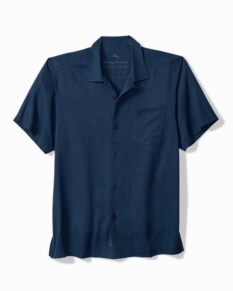 Harbor Luxe Silk Camp Shirt - Navy