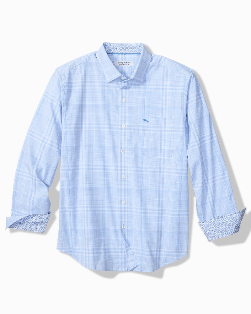 Sarasota Stretch Porto Plaid IslandZone Shirt - Rococo Blue