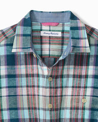 Barbados Breeze Tavira Check Stretch-Linen Shirt - Rococo Blue