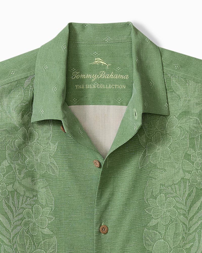 Kona Luxe Border Silk Camp Shirt - Natural Mint