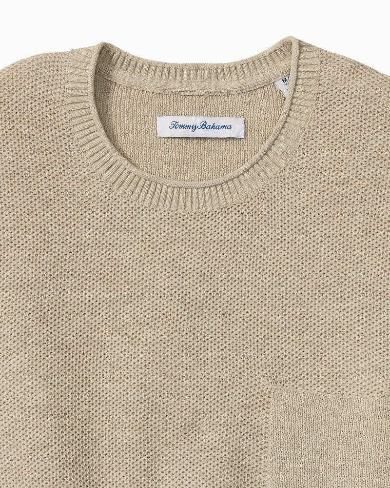 Salthill Pocket Cotton-Blend Crew Sweater - Oatmeal Heather