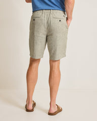Isla Sands Stripe Stretch-Linen 9-Inch Shorts - Beach